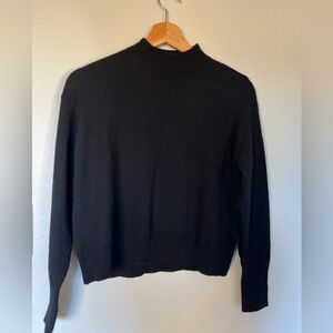 EVERLANE Cashmere Mock Neck Sweater Black Cropped Boxy Minimalist Pullover